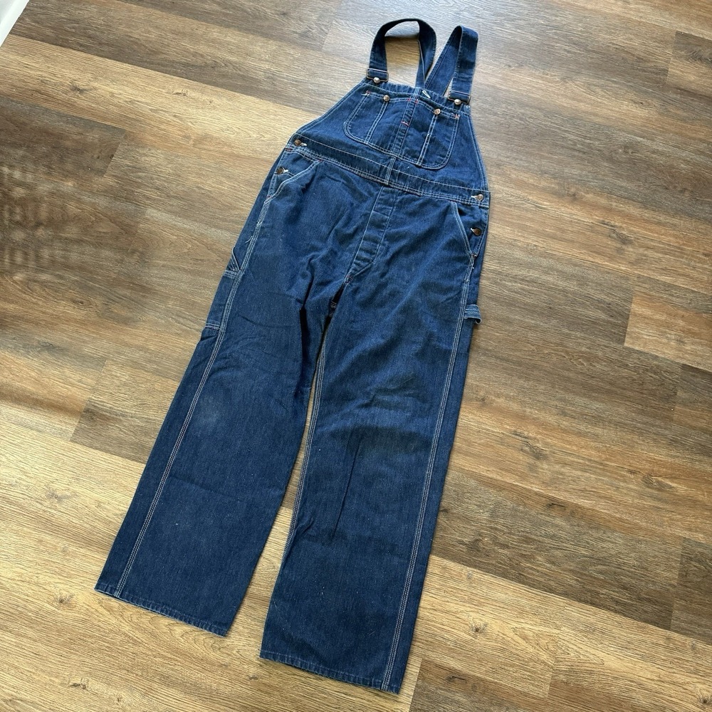VTG Style Big Mac Blue Denim Overalls Mens Farmer Country‎ Stains